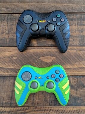 Playstation PS2 Wireless Nerf Blue/Black And Green/Blue Controllers No Adapters